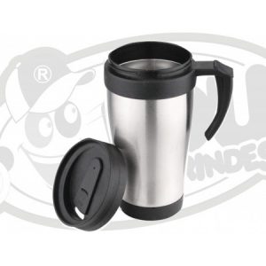 COPO INOX C/ ALÇA E TAMPA PRETA